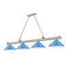 Z-Lite Cordon 4 Light Billiard, Brushed Nickel & Electric Blue 2306-4BN-MEB